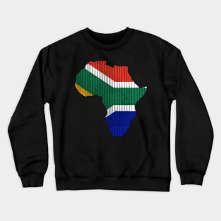 South Africa Flag in Shape of Africa Crewneck Sweatshirt